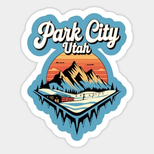 Park City Utah Retro Skiing Adventure, Outdoor Souvenir Sticker